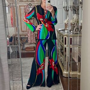 Petit Pois by Viviana G Red Lilly Tunic and Palazzo Pants